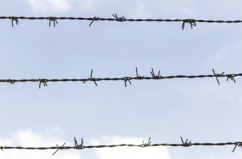 Barbed Wire Blue Sky Free Stock Photo