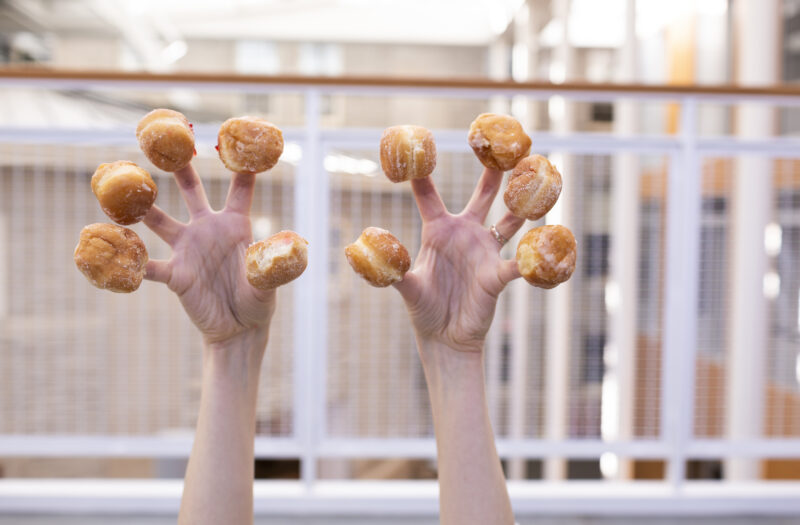 View Donuts in hand Free Stock Image