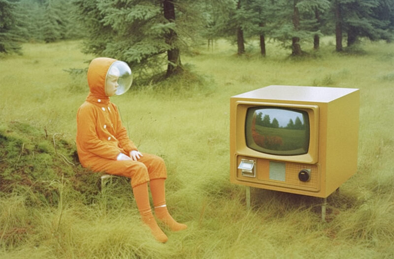 View Retro TV Watching Free Stock Image