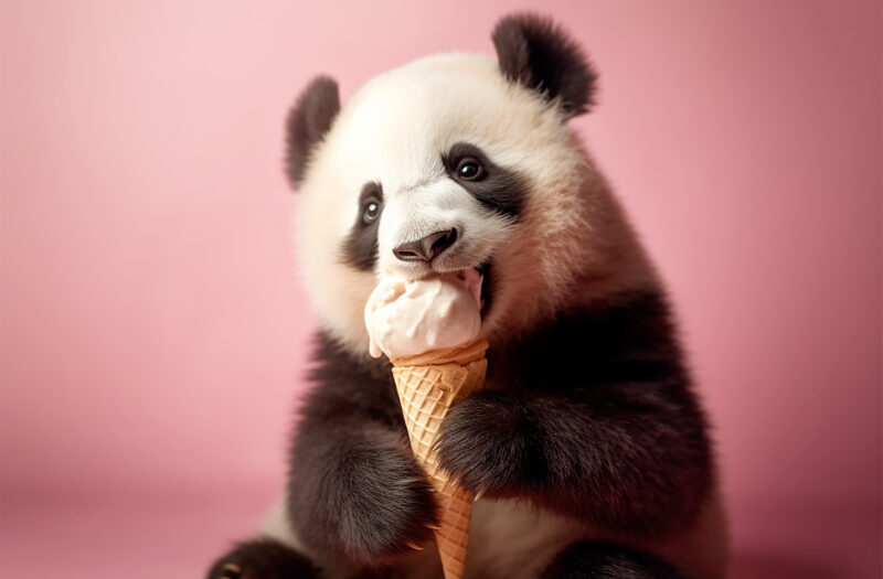 View Animal Eating Ice Cream Free Stock Image